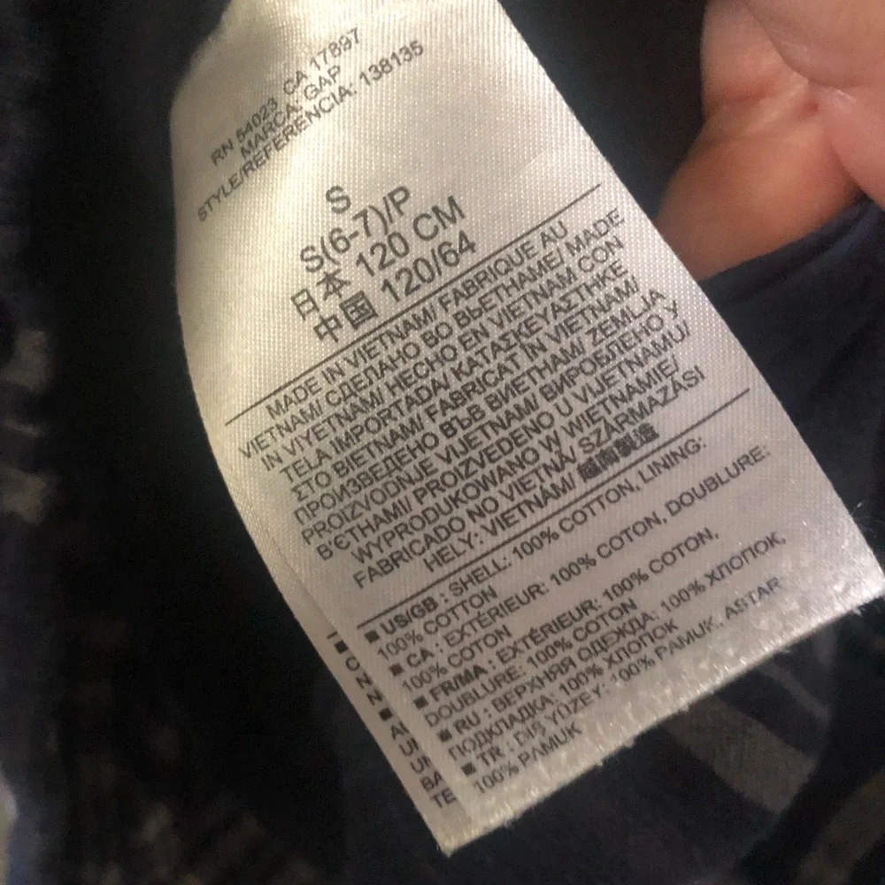 GAP Navy Plaid Short-Sleeve Drop-waist Dress S (6/7)